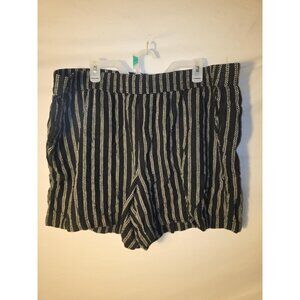 Sonoma easy Elastic Waist Shorts Womens Plus Size 1X Black White Linen Pockets